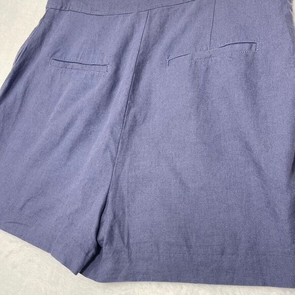 Jason Wu High Waisted Pleated Paperbag Shorts Purple Linen Blend Size‎ 12 - Picture 4 of 7